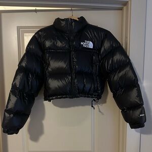 The North Face Nuptse cropped down jacket in size M